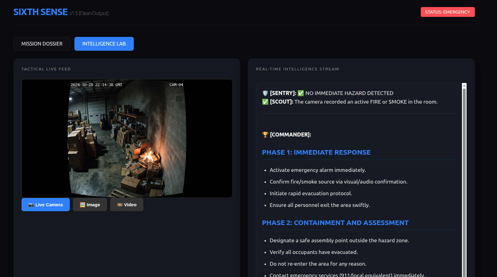 Gemma Elite Surveillance interface showing security agent node layout